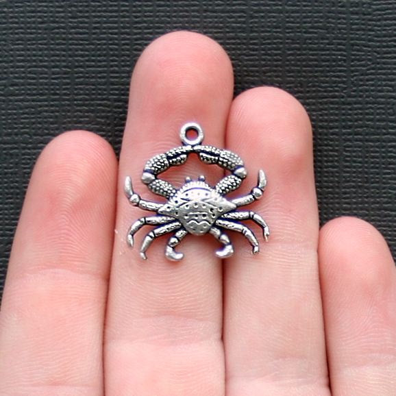 4 Crab Antique Silver Tone Charms - SC2220