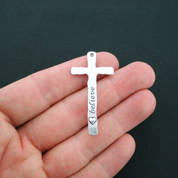 4 breloques argentées antiques croisées 2 faces - SC735