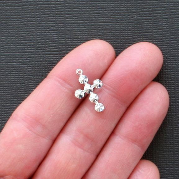 4 breloques argentées antiques croisées - SC1871