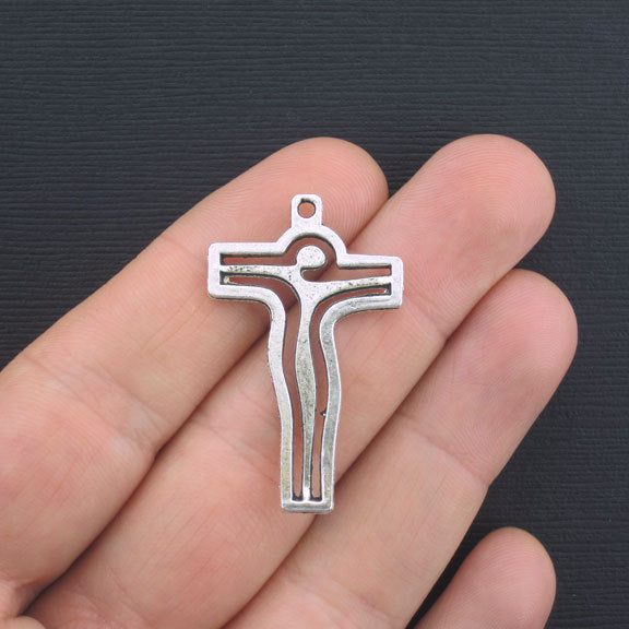 4 breloques argentées antiques croisées - SC3401