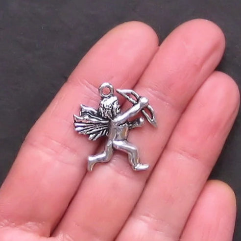 4 Cupid Antique Silver Tone Charms - SC932