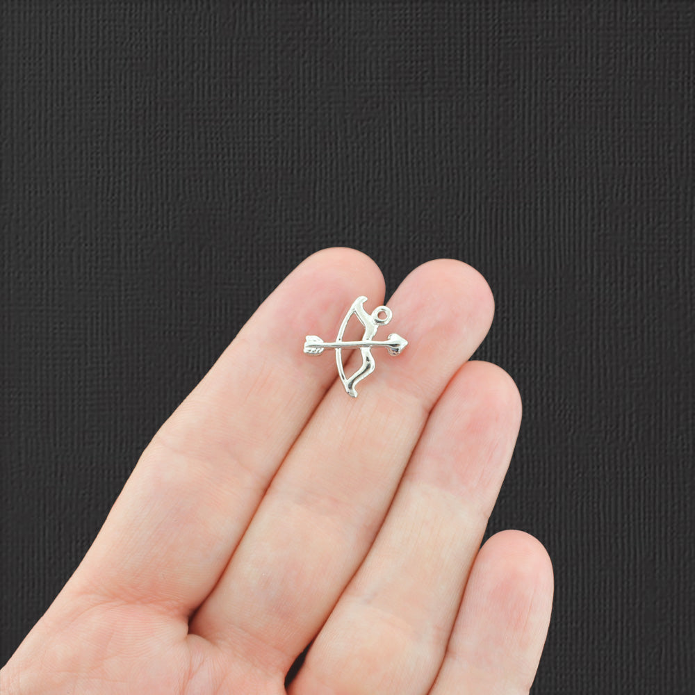 4 Cupid Arrow Silver Tone Enamel Charms - E863