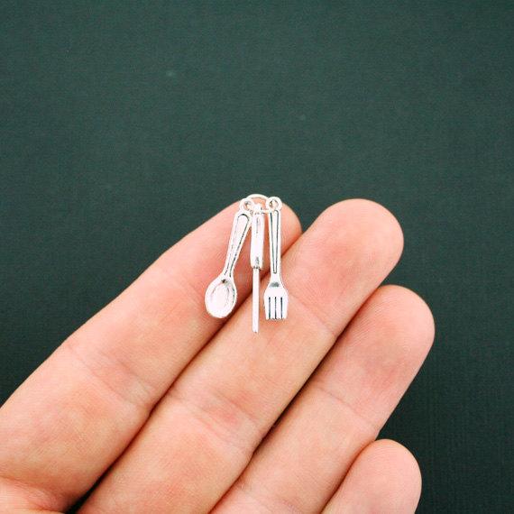 4 Cutlery Antique Silver Tone Charms 3 Piece Set - SC341