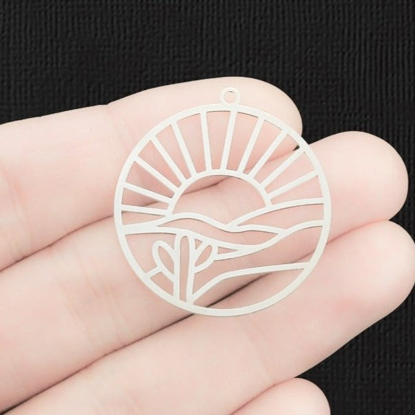 4 breloques de ton argent scène du désert 2 faces - SC906