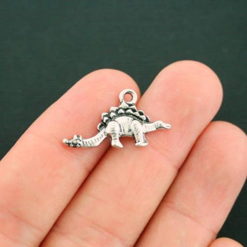 4 Dinosaur Antique Silver Tone Charms - SC7292