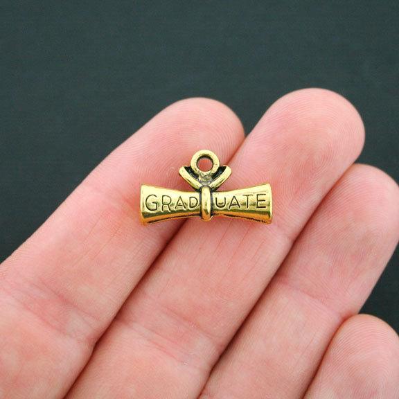 4 Diploma Antique Gold Tone Charms 3D - GC511