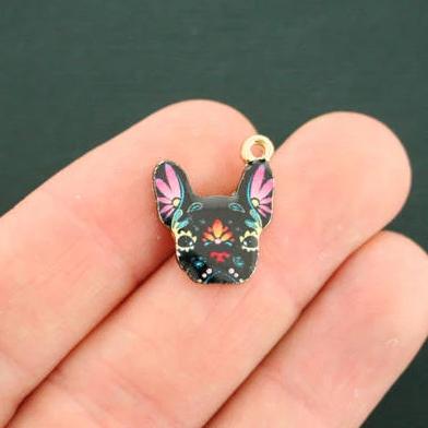 4 Dog Gold Tone and Enamel Charms - GC1180