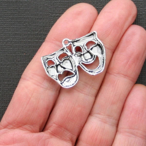4 Drama Antique Silver Tone Charms - SC2110