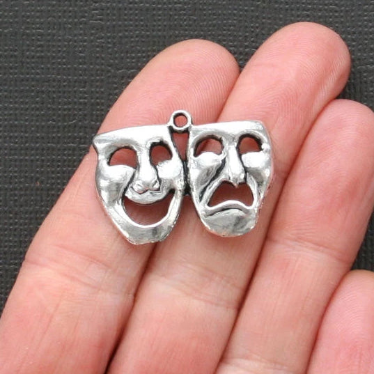 4 Drama Antique Silver Tone Charms - SC2110
