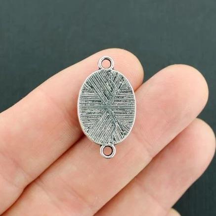 4 Druzy Connector Antique Silver Tone and Resin Cabochon Charms - Z615