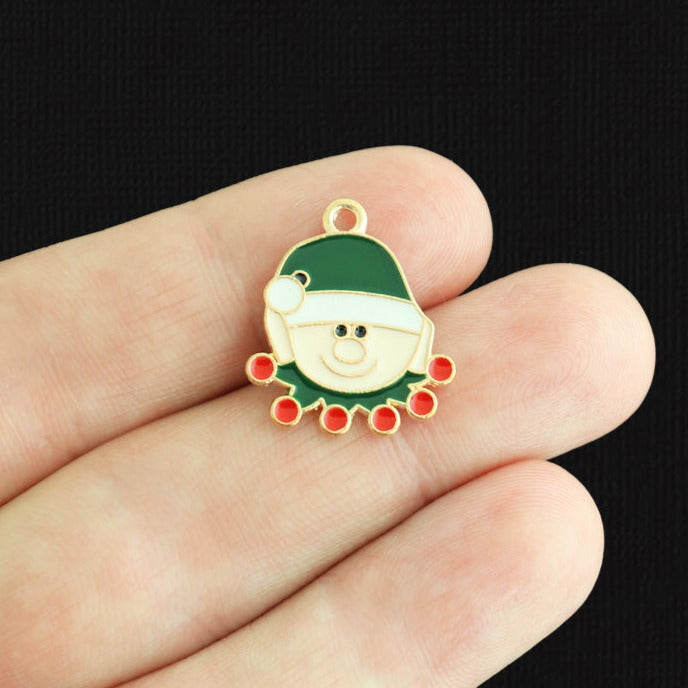 4 breloques elfe en émail doré - E400