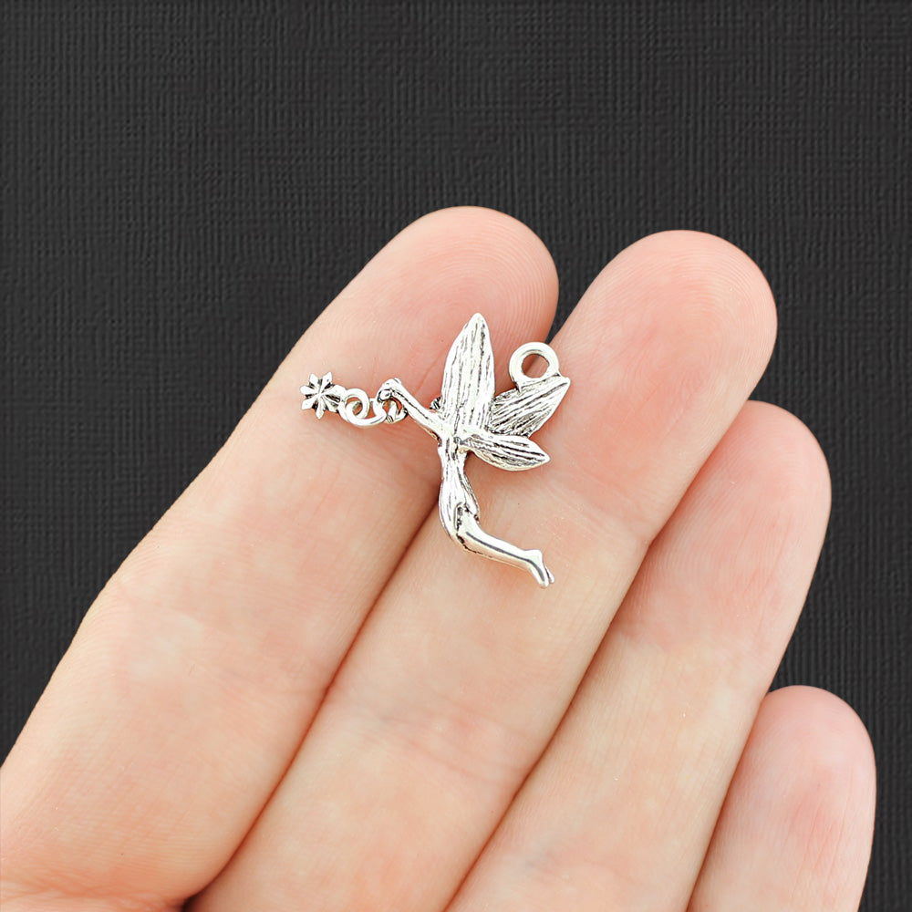 4 Fairy Antique Silver Tone Charms - SC6455