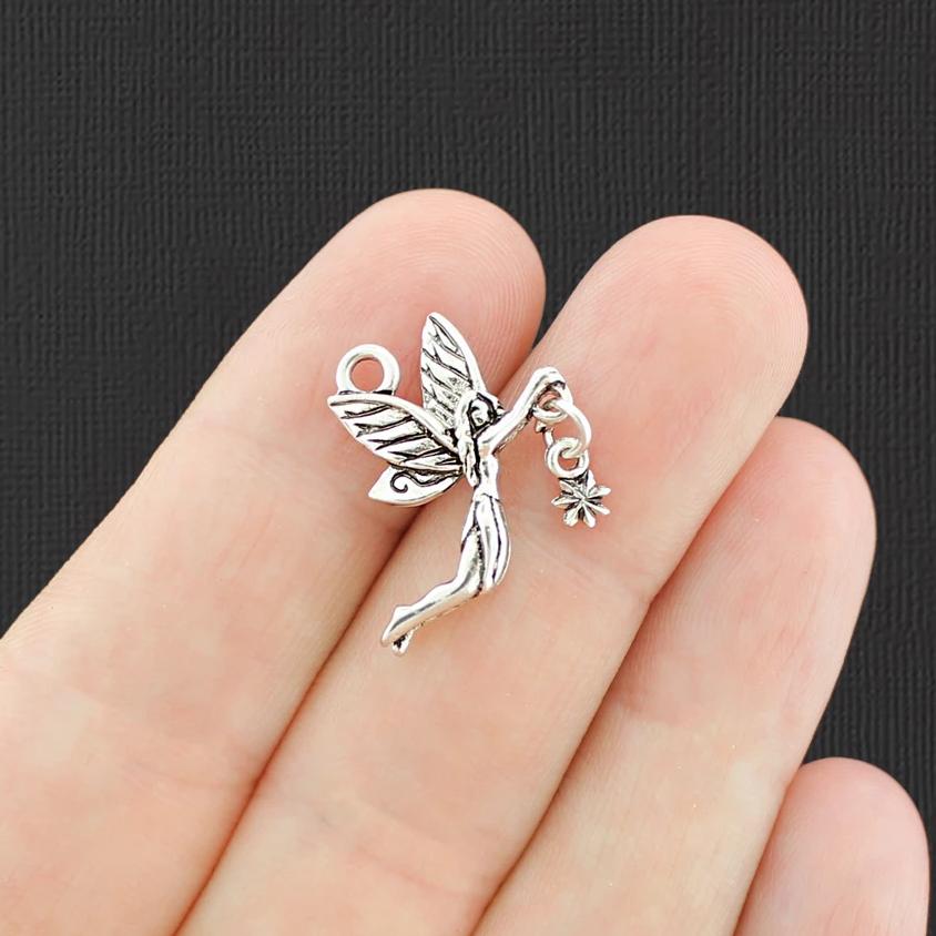 4 Fairy Antique Silver Tone Charms - SC6455