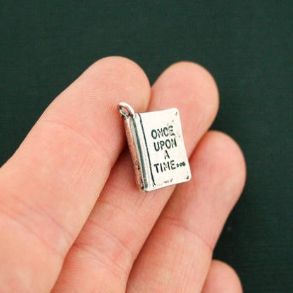 4 Fairy Tale Book Antique Silver Tone Charms - SC6807