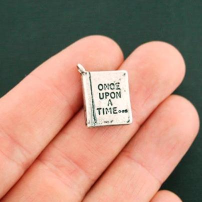 4 Fairy Tale Book Antique Silver Tone Charms - SC6807