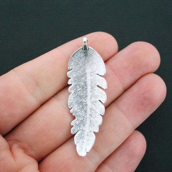 4 Feather Antique Silver Tone Charms - SC1110