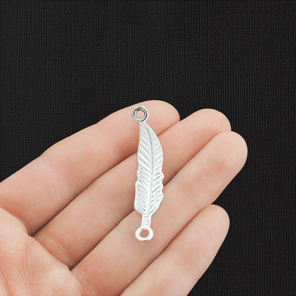 4 breloques de ton argent connecteur plume - SC3319