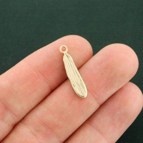 4 Feather Gold Tone Enamel Charms - E606