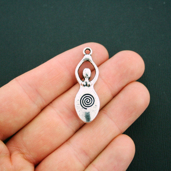 4 Fertility Goddess Antique Silver Tone Charms - SC5655