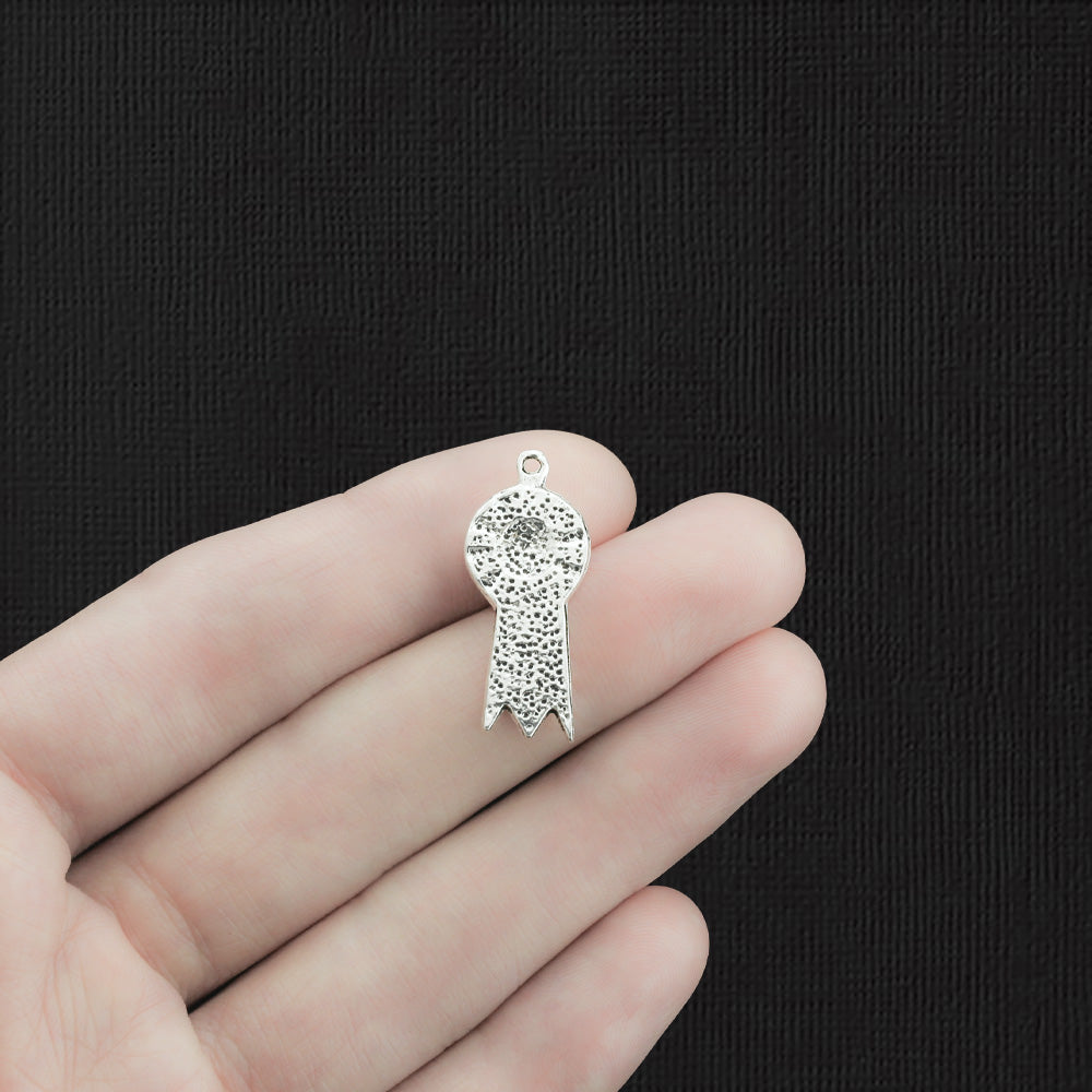 4 First Place Ribbon Antique Silver Tone Charms - SC190