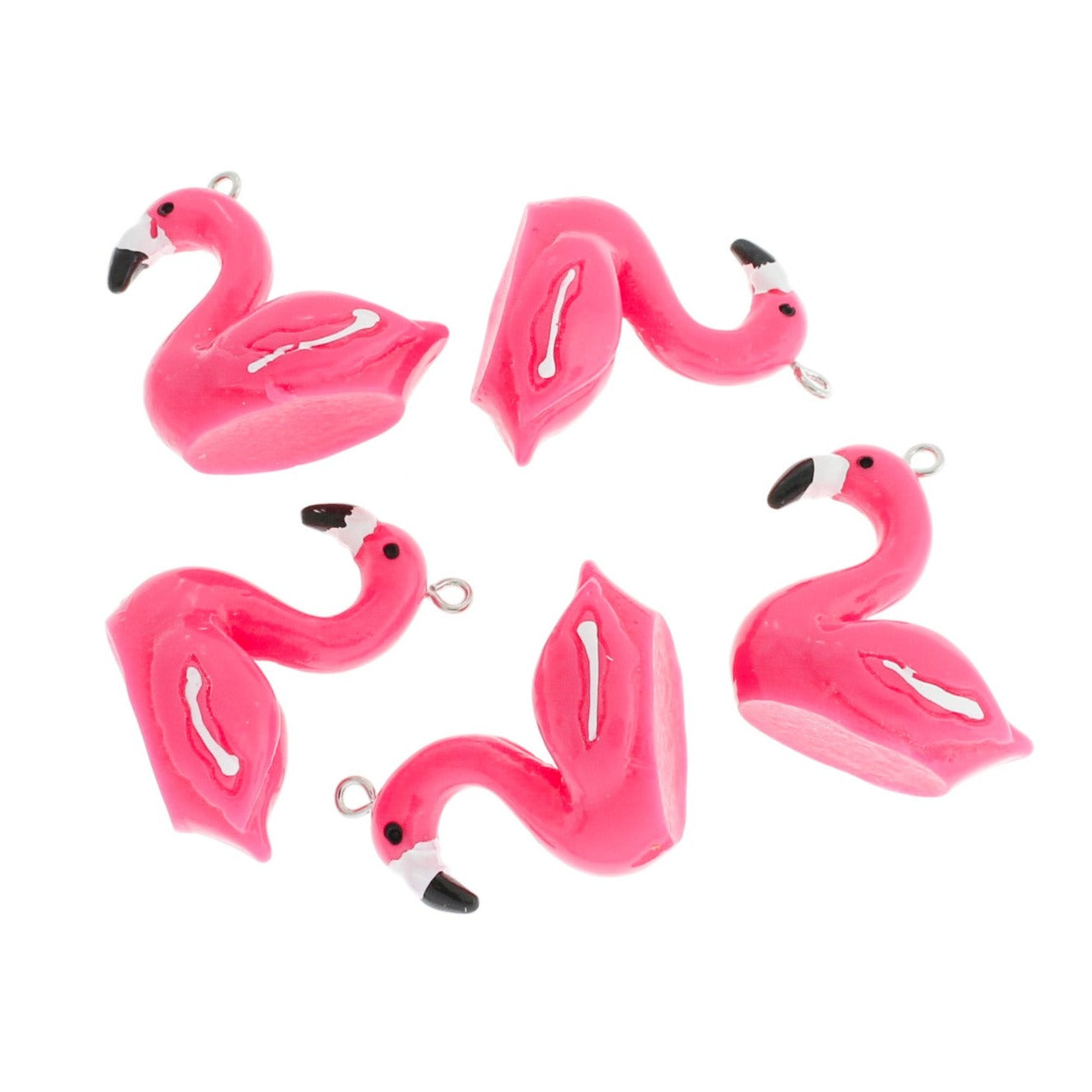 4 Flamingo Resin Charms 3D - K053