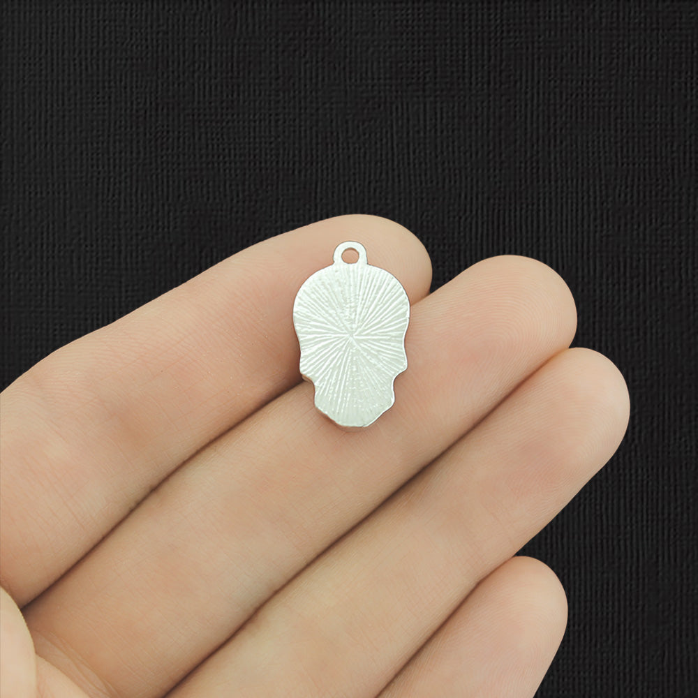 4 Floral Skull Silver Tone Enamel Charms - E1090