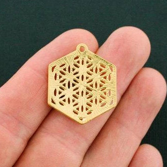 4 Flower of Life Antique Gold Tone Charms - GC909