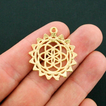 4 Flower of Life Gold Tone Charms - GC910