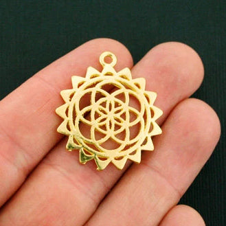 4 Flower of Life Gold Tone Charms - GC910