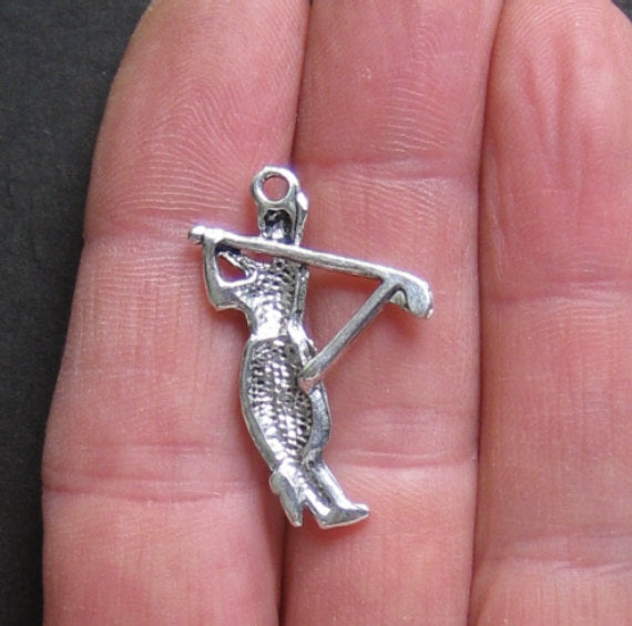 4 breloques de ton argent antique Golf - SC205