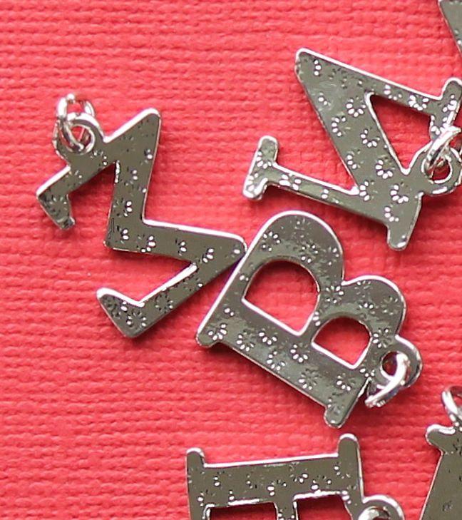 4 Greek Alphabet Letters Silver Tone Charms - Choose Your Letter