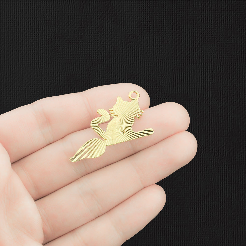 4 breloques en émail doré chat Halloween - E1447