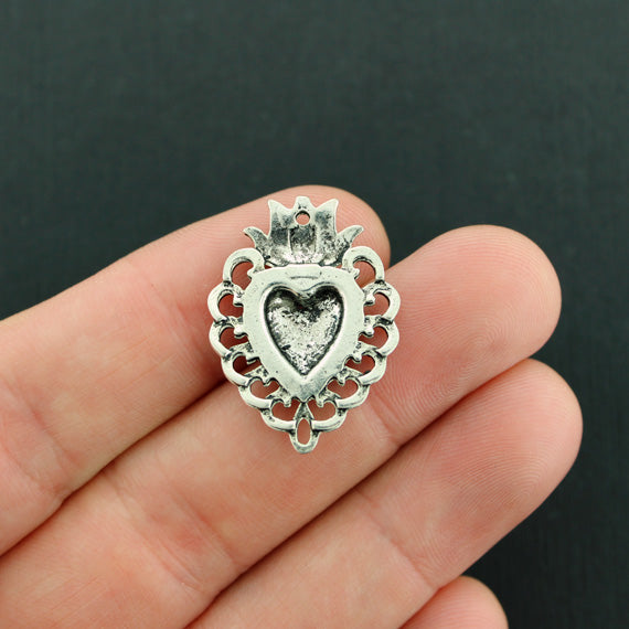 4 charmes de ton argent antique coeur - SC7860