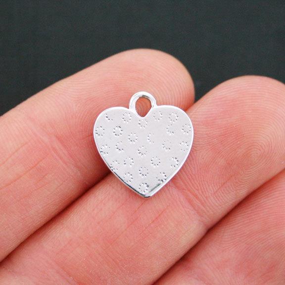 4 Heart Letter Antique Silver Tone Charms - Choose Your Letter