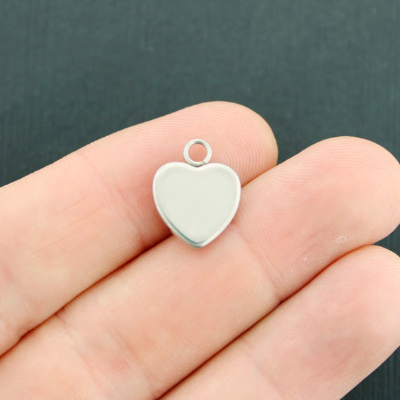 4 Heart Mermaid Scale Stainless Steel Cabochon Charms - FD650