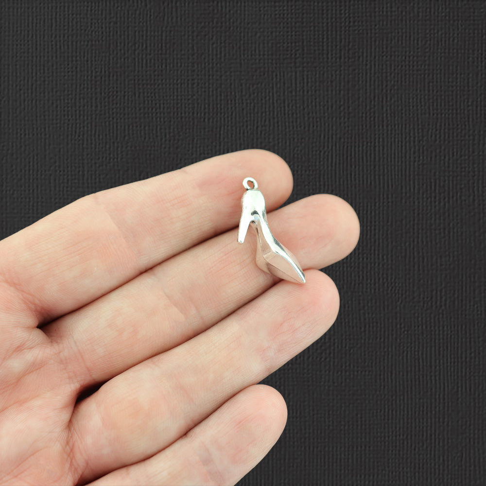 4 High Heel Shoe Antique Silver Tone Charms - SC7256