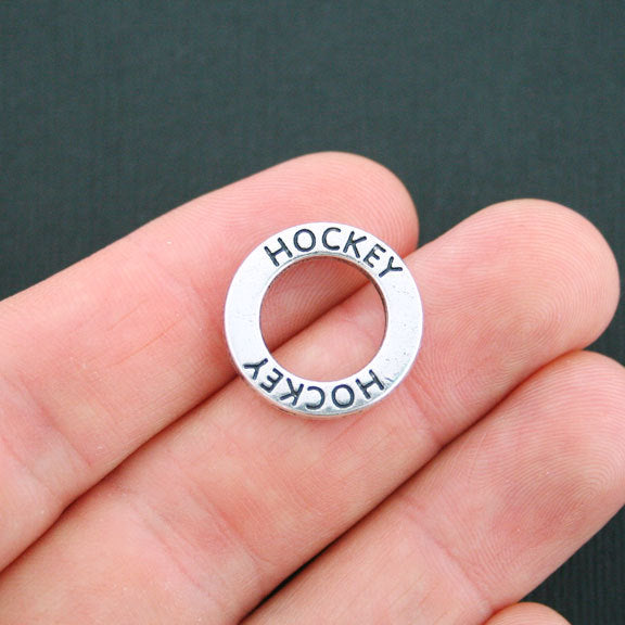 4 Hockey Antique Silver Tone Charms 2 Sided - SC4921