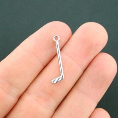 4 Hockey Antique Silver Tone Charms 2 Sided - SC5504