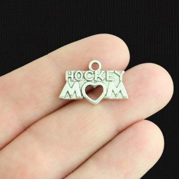 4 Hockey Mom Antique Silver Tone Charms - SC2061