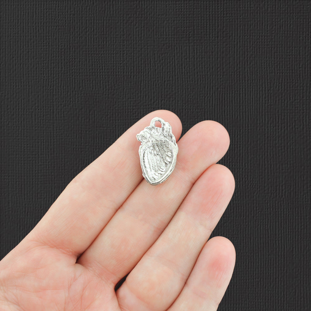 4 Human Heart Antique Silver Tone Charms - SC8027