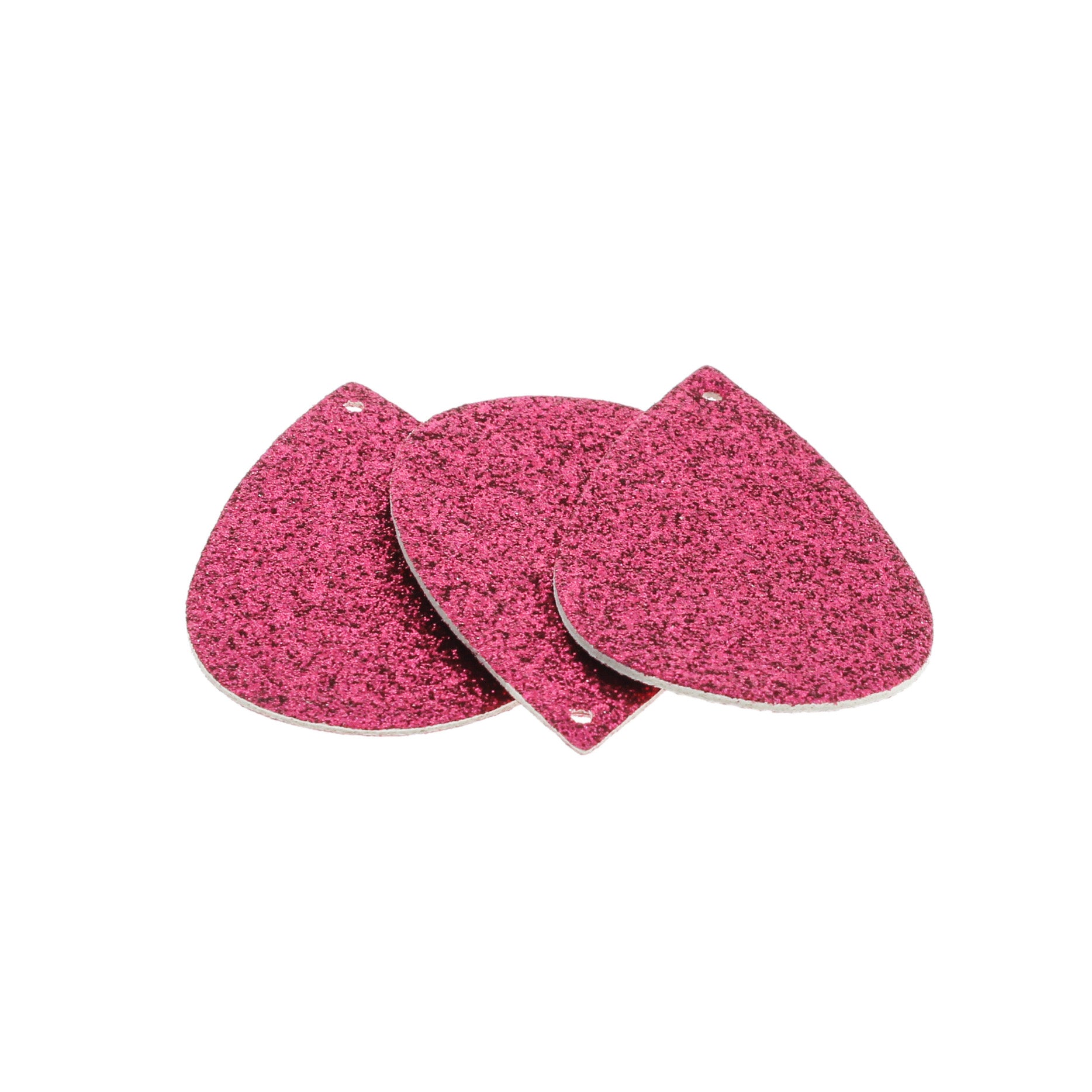 Pendentifs Larme Simili Cuir - Paillettes Fuchsia - 4 Pièces - LP233