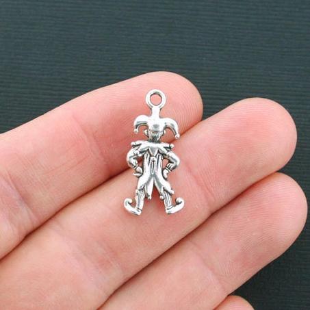 4 Jester Antique Silver Tone Charms 3D - SC4527