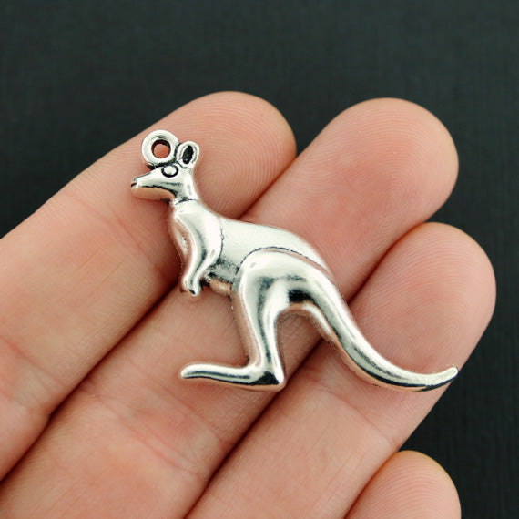 4 Kangaroo Antique Silver Tone Charms - SC7949
