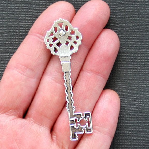 4  Key Antique Silver Tone Charms - SC1504