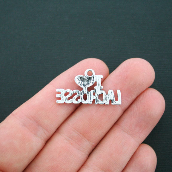 4 Lacrosse Antique Silver Tone Charms - SC4282