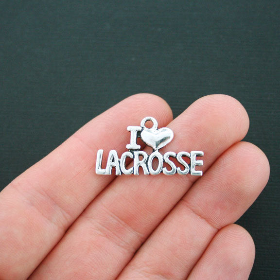 4 Lacrosse Antique Silver Tone Charms - SC4282