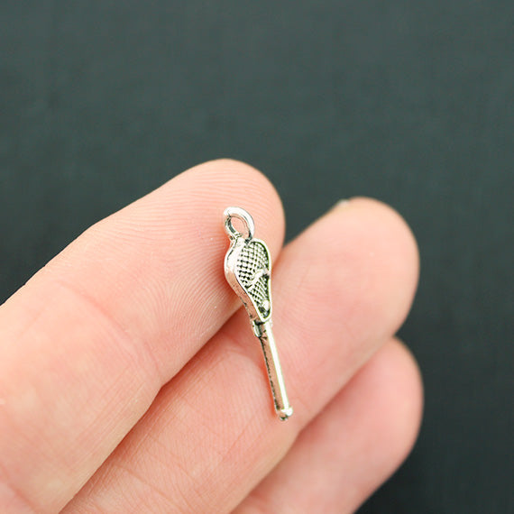 4 Lacrosse Stick Antique Silver Tone Charms - SC2732