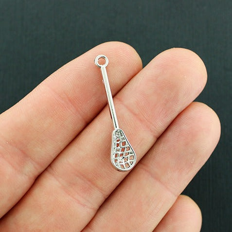 4 Lacrosse Stick Silver Tone Charms 2 Sided - SC5501