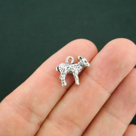 4 Lamb Antique Silver Tone Charms 3D - SC3456