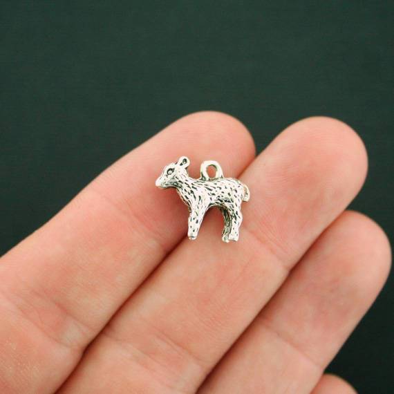 4 Lamb Antique Silver Tone Charms 3D - SC3456